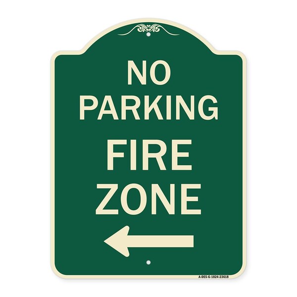 Signmission No Parking Fire Zone W/ Left Arrow Heavy-Gauge Aluminum Architectural Sign, 24" x 18", G-1824-23618 A-DES-G-1824-23618 - main